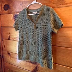 Fat Face green crochet clara top, size USA 4, excellent condition